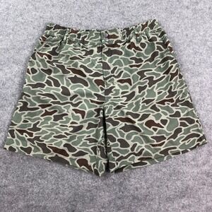 Burlebo Mens Shorts XL Green Camouflage Polyester Short Sleeve Button Up Camo